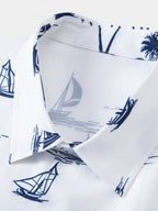 Gradient Island Palm Tree Print Shirt & Swim Shorts
