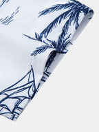 Gradient Island Palm Tree Print Shirt & Swim Shorts