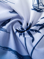 Gradient Island Palm Tree Print Shirt & Swim Shorts