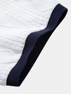 Contrast Geometry Jacquard Knit Polo & Straight Leg Ribbed Pants