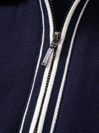 Contrast Trim Zipper Polo
