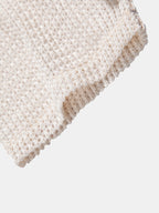 Relax Fit Crocheted V Neck Polo & Straight Leg Linen Pants