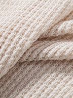Relax Fit Crocheted V Neck Polo & Straight Leg Linen Pants