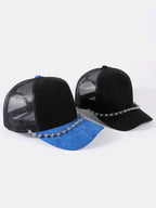 Vintage Suede Trucker Hat with Silver Chain Mesh Baseball Cap
