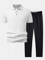 Twisted Jacquard Knit Polo & Slim Fit Tapered Trousers