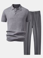 Twisted Jacquard Knit Polo & Slim Fit Tapered Trousers