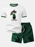 Sunglasses Bunny Print Contrast Ringer T-Shirt & Corduroy 7" Shorts