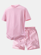 Relax Fit Crew Collar T-Shirt & Drawstring Jersey 7" Shorts