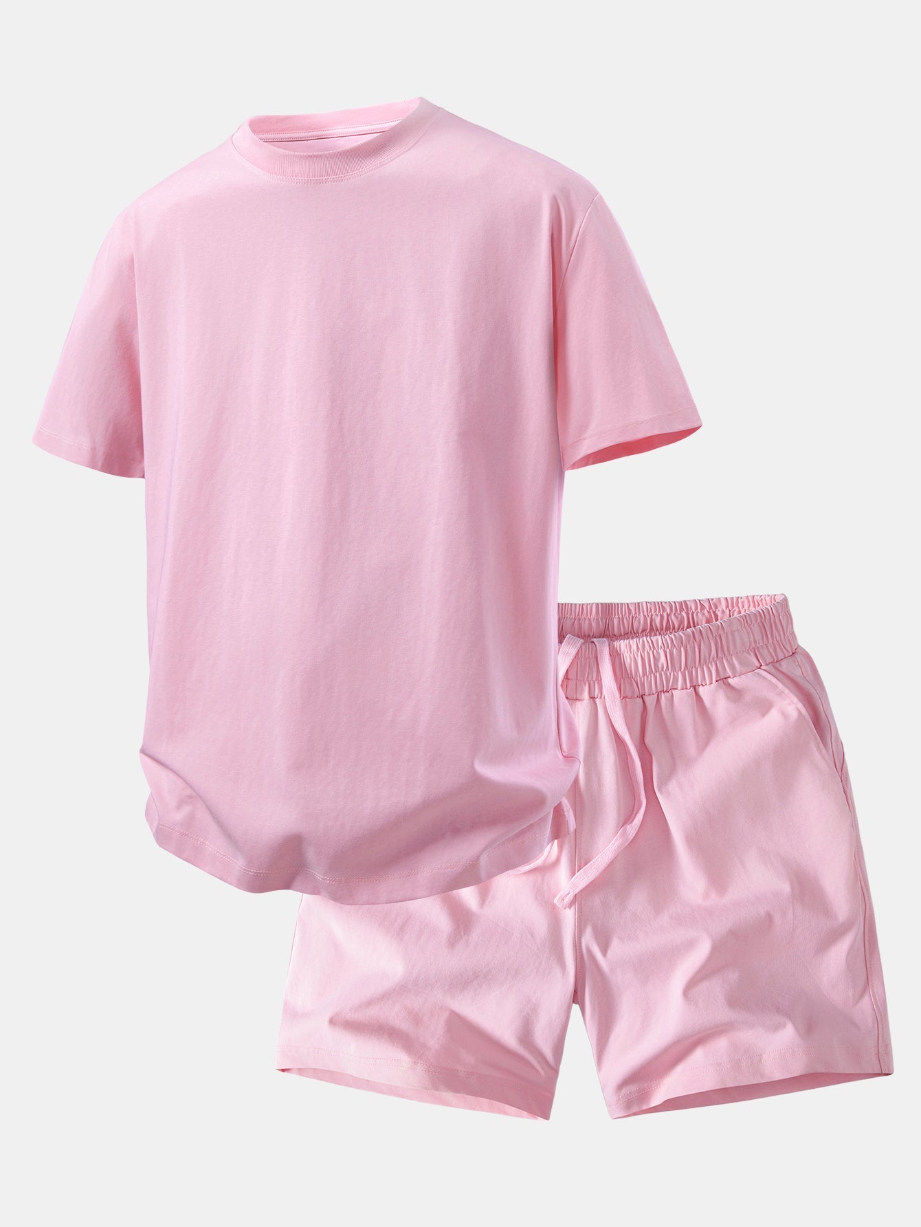 Relax Fit Crew Collar T-Shirt & Drawstring Jersey 7" Shorts