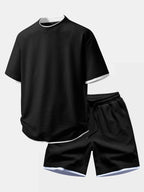 Relax Fit 2 In 1 Waffle Crew Collar T-Shirt & Waffle 7″‌ Shorts