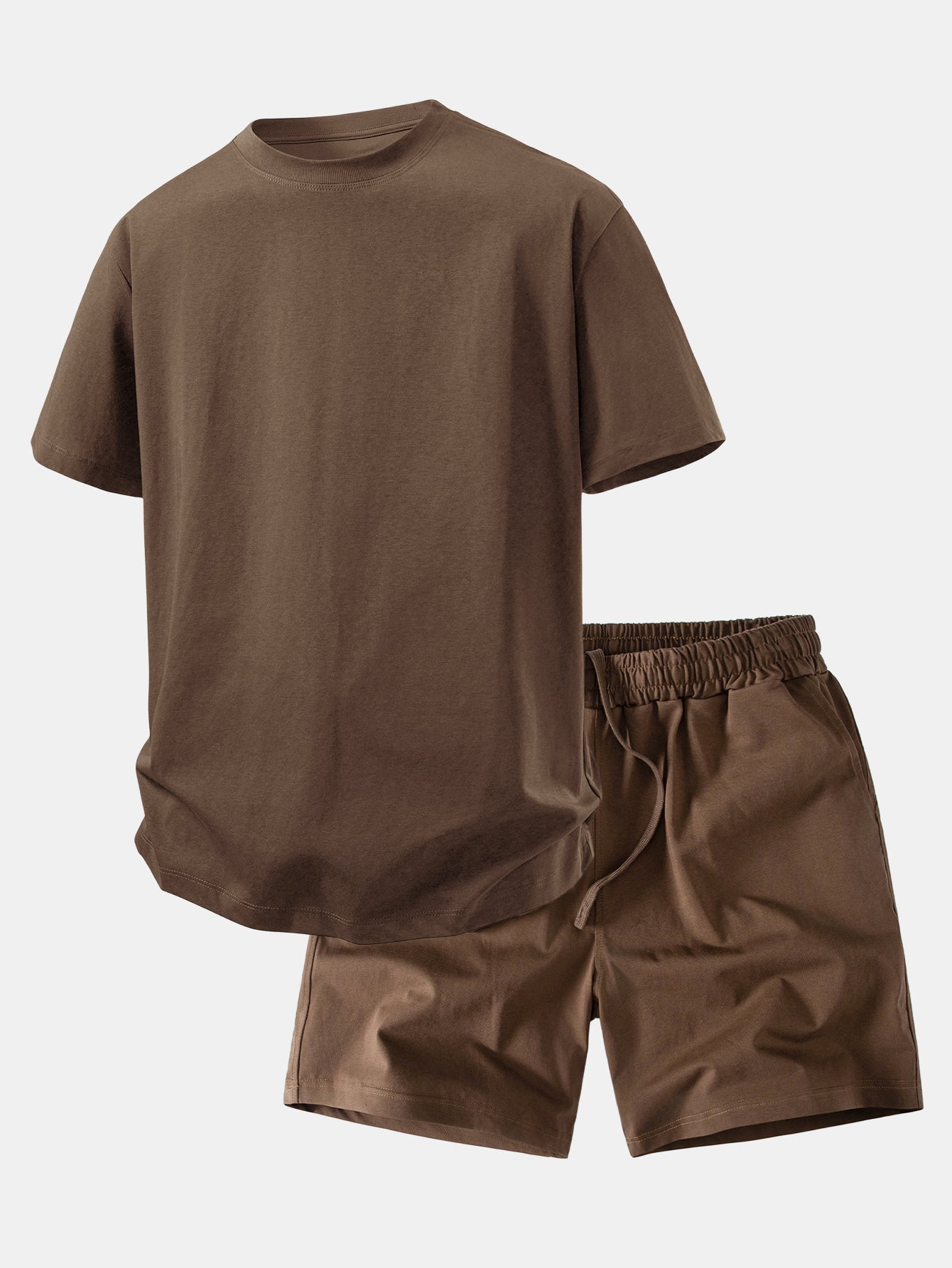 Relax Fit Crew Collar T-Shirt & Drawstring Jersey 7" Shorts