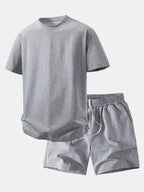 Relax Fit Crew Collar T-Shirt & Drawstring Jersey 7" Shorts