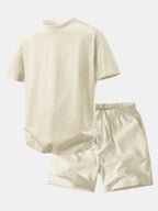 Relax Fit Crew Collar T-Shirt & Drawstring Jersey 7" Shorts