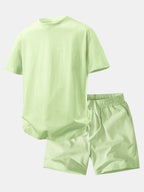 Relax Fit Crew Collar T-Shirt & Drawstring Jersey 7" Shorts