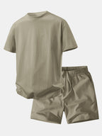 Relax Fit Crew Collar T-Shirt & Drawstring Jersey 7" Shorts