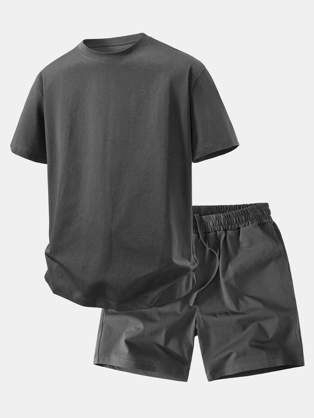Relax Fit Crew Collar T-Shirt & Drawstring Jersey 7" Shorts
