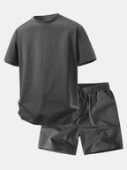 Relax Fit Crew Collar T-Shirt & Drawstring Jersey 7" Shorts