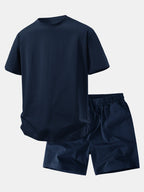 Relax Fit Crew Collar T-Shirt & Drawstring Jersey 7" Shorts