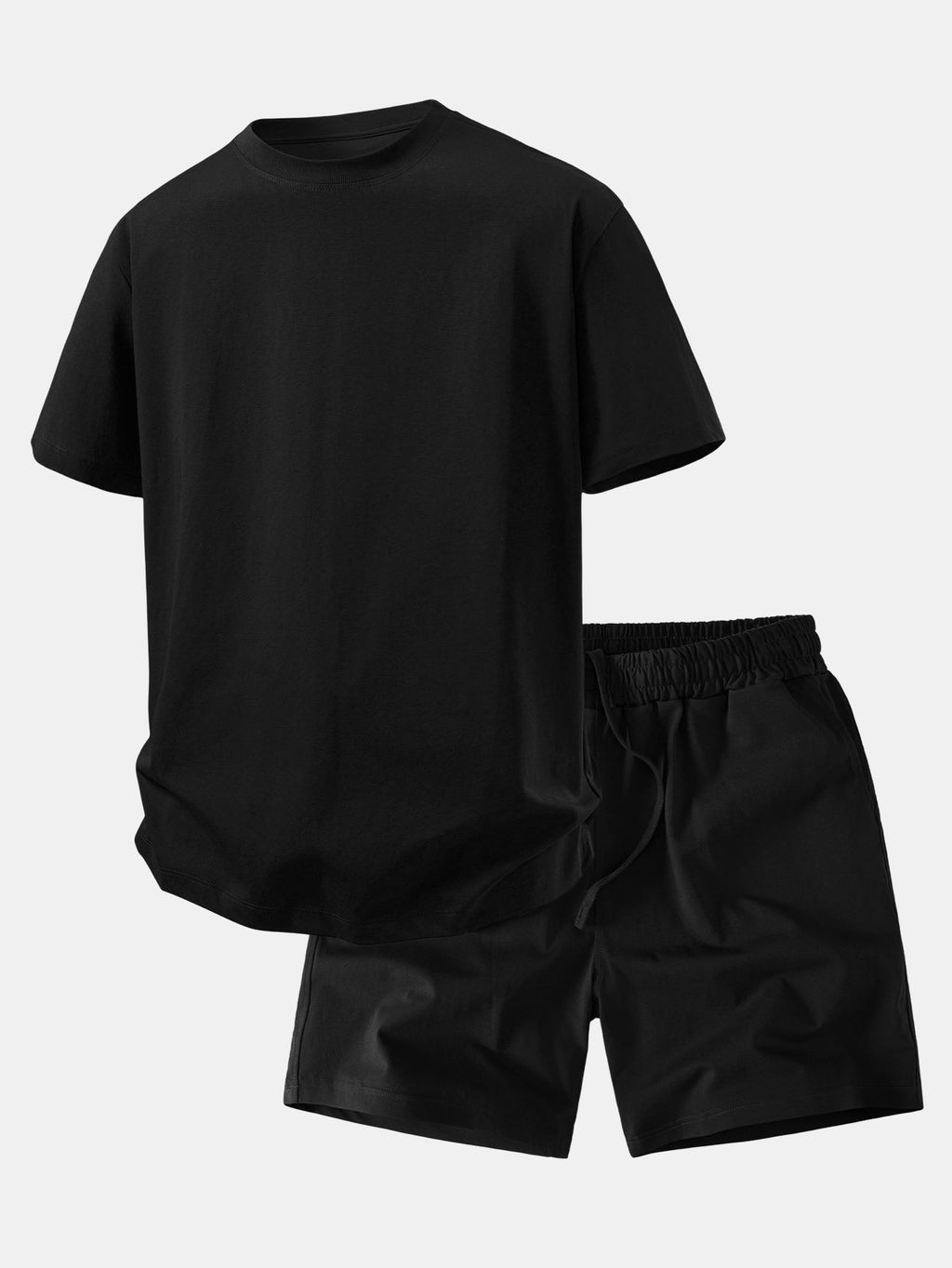 Relax Fit Crew Collar T-Shirt & Drawstring Jersey 7" Shorts
