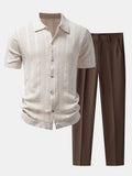 Linen Textured Knit Shirt & Slim Fit Tapered Trousers