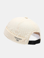 Quick Dry Grid Textured Roll Cuff Docker Cap -  Adjustable Plastic Buckle Streetwear Skull Hat