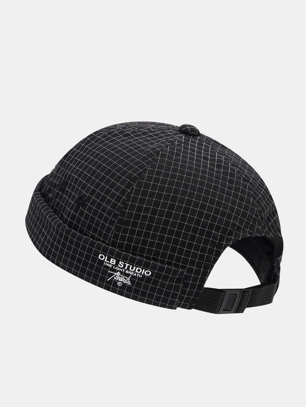 Quick Dry Grid Textured Roll Cuff Docker Cap -  Adjustable Plastic Buckle Streetwear Skull Hat