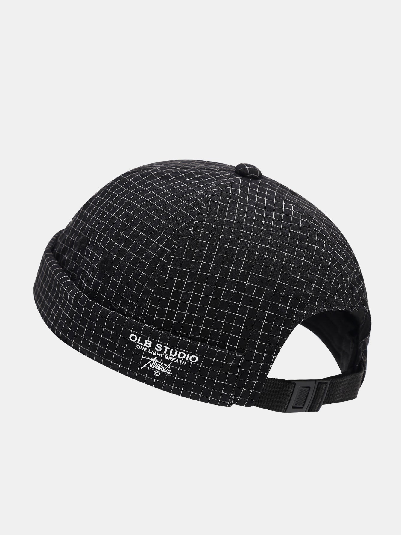 Quick Dry Grid Textured Roll Cuff Docker Cap -  Adjustable Plastic Buckle Streetwear Skull Hat