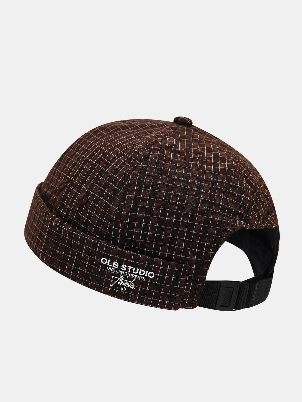 Quick Dry Grid Textured Roll Cuff Docker Cap -  Adjustable Plastic Buckle Streetwear Skull Hat