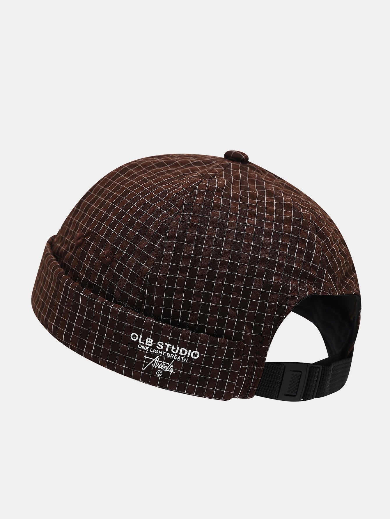 Quick Dry Grid Textured Roll Cuff Docker Cap -  Adjustable Plastic Buckle Streetwear Skull Hat