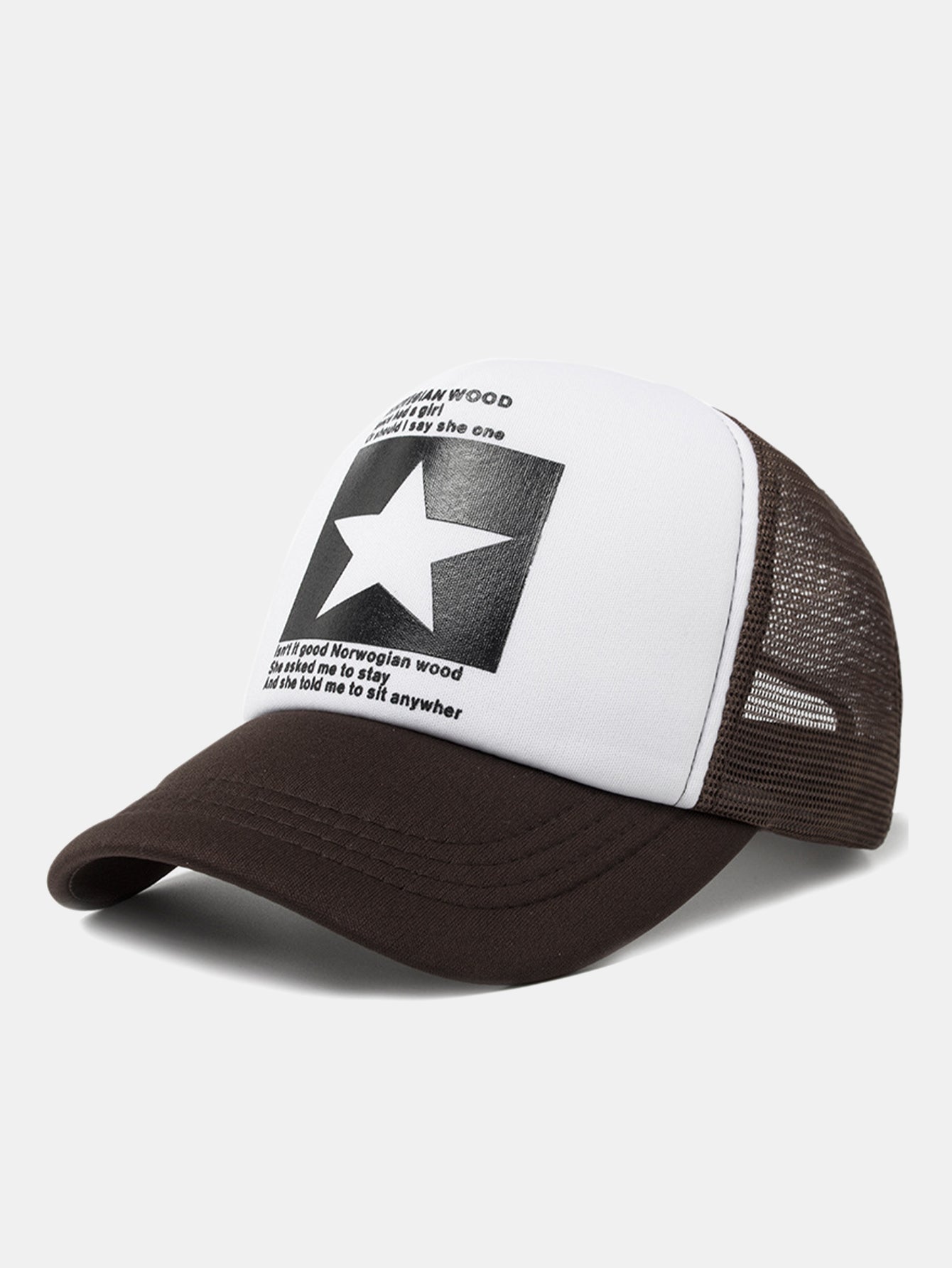Star Graphic Trucker Cap | Mesh Back Adjustable Snapback Casual Streetwear Baseball Hat
