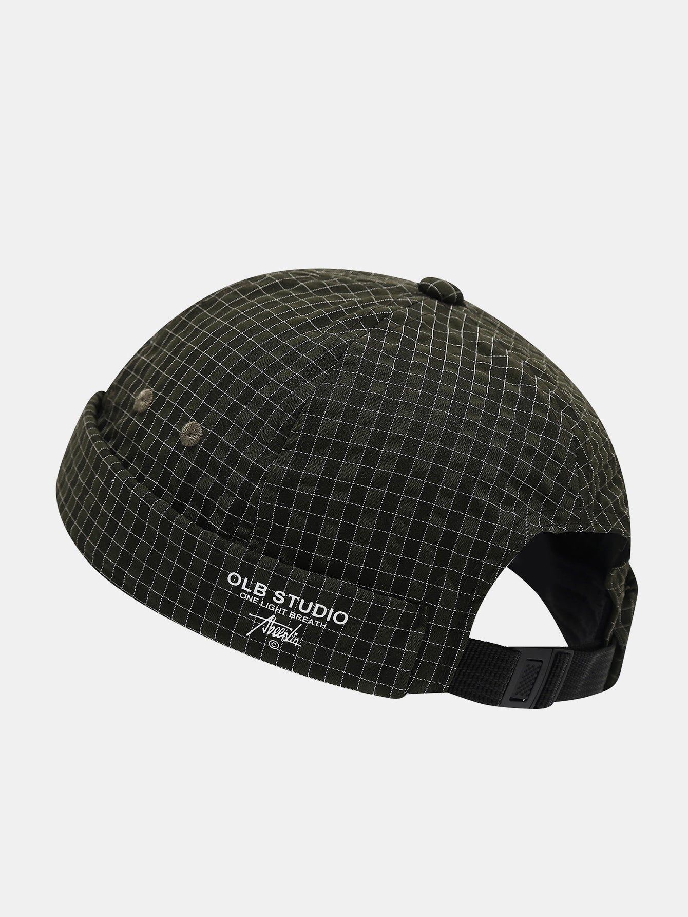 Quick Dry Grid Textured Roll Cuff Docker Cap -  Adjustable Plastic Buckle Streetwear Skull Hat