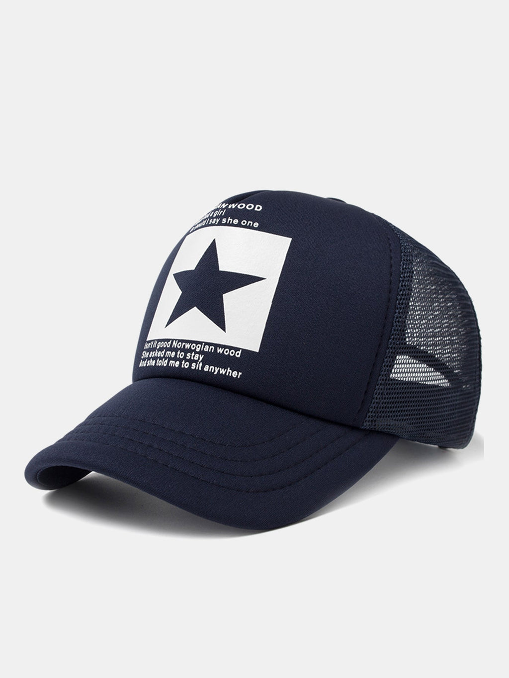 Star Graphic Trucker Cap | Mesh Back Adjustable Snapback Casual Streetwear Baseball Hat