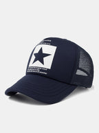 Star Graphic Trucker Cap | Mesh Back Adjustable Snapback Casual Streetwear Baseball Hat