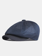 Ultra Breathable Full Mesh Ivy Cap | Quick Dry Cooling Six-Panel Crown Contrast Short Brim Lightweight Summer Gatsby Driving Flat Hat