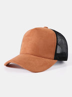 Vintage Faux Suede Mesh Trucker Hat