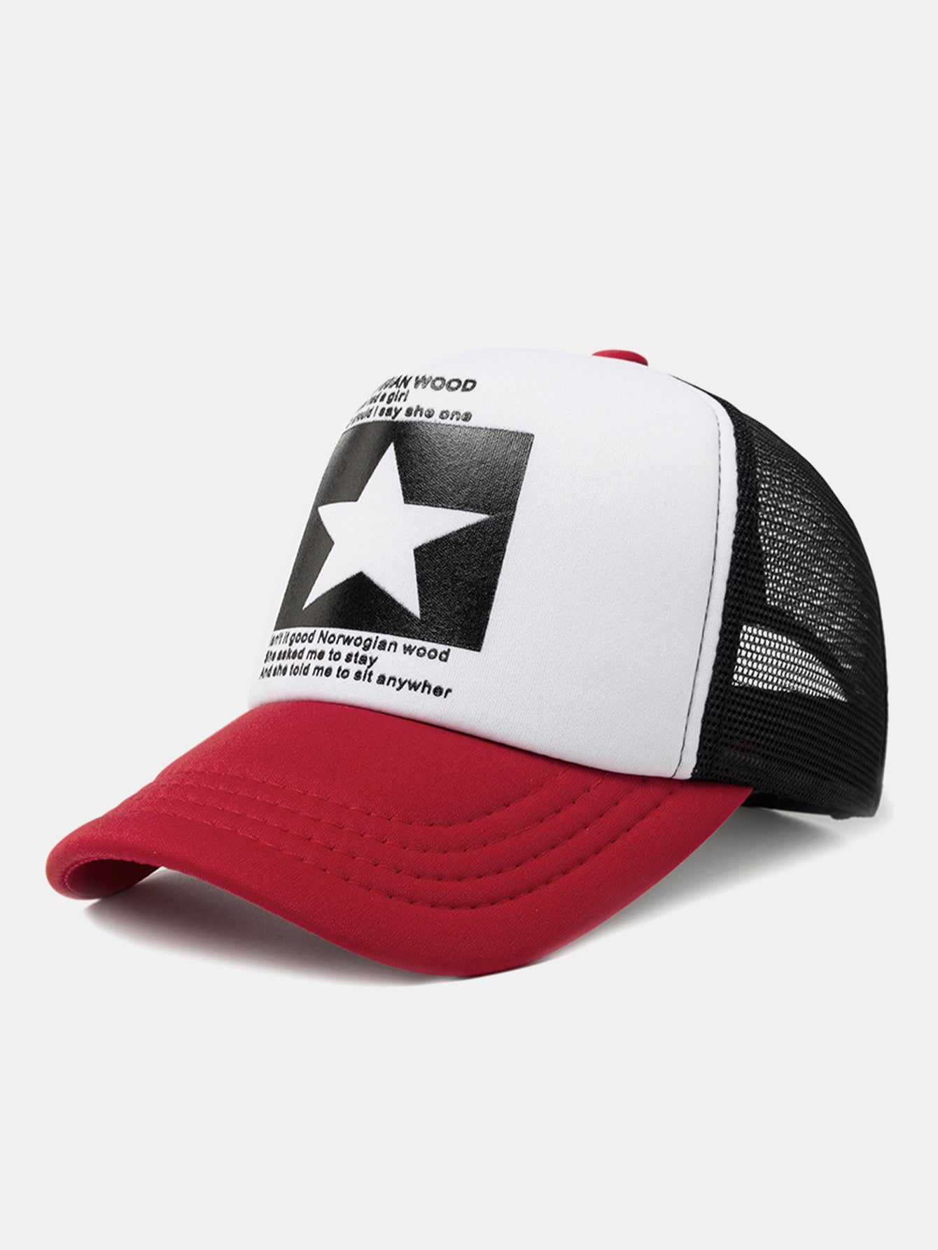 Star Graphic Trucker Cap | Mesh Back Adjustable Snapback Casual Streetwear Baseball Hat