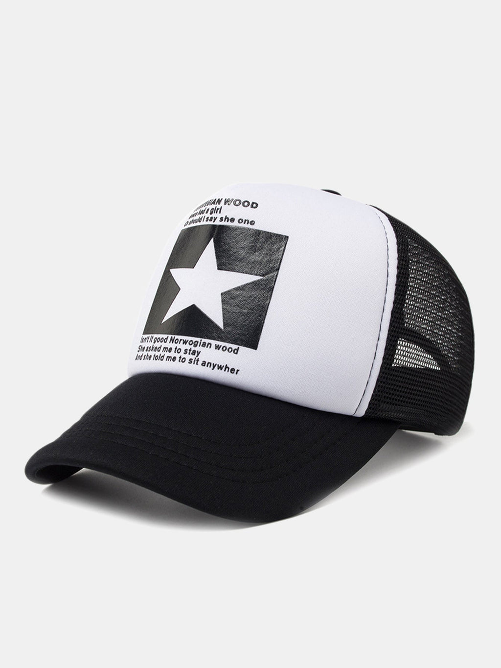 Star Graphic Trucker Cap | Mesh Back Adjustable Snapback Casual Streetwear Baseball Hat