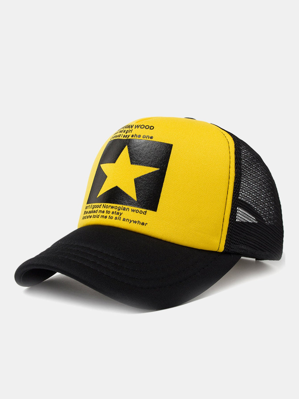 Star Graphic Trucker Cap | Mesh Back Adjustable Snapback Casual Streetwear Baseball Hat